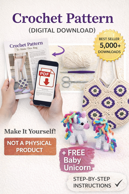 Crochet Bag Pattern (PDF Download) – Make It Yourself + FREE Baby Unicorn
